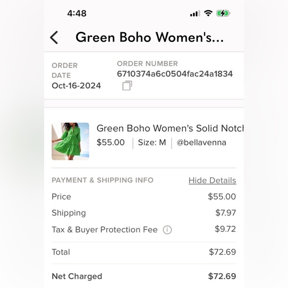 💞$4.99 SHIPPING - 💚 Green Boho Women's Solid Notch Neck Ruffle Hem Schiffy Dress - Picture 8 of 8